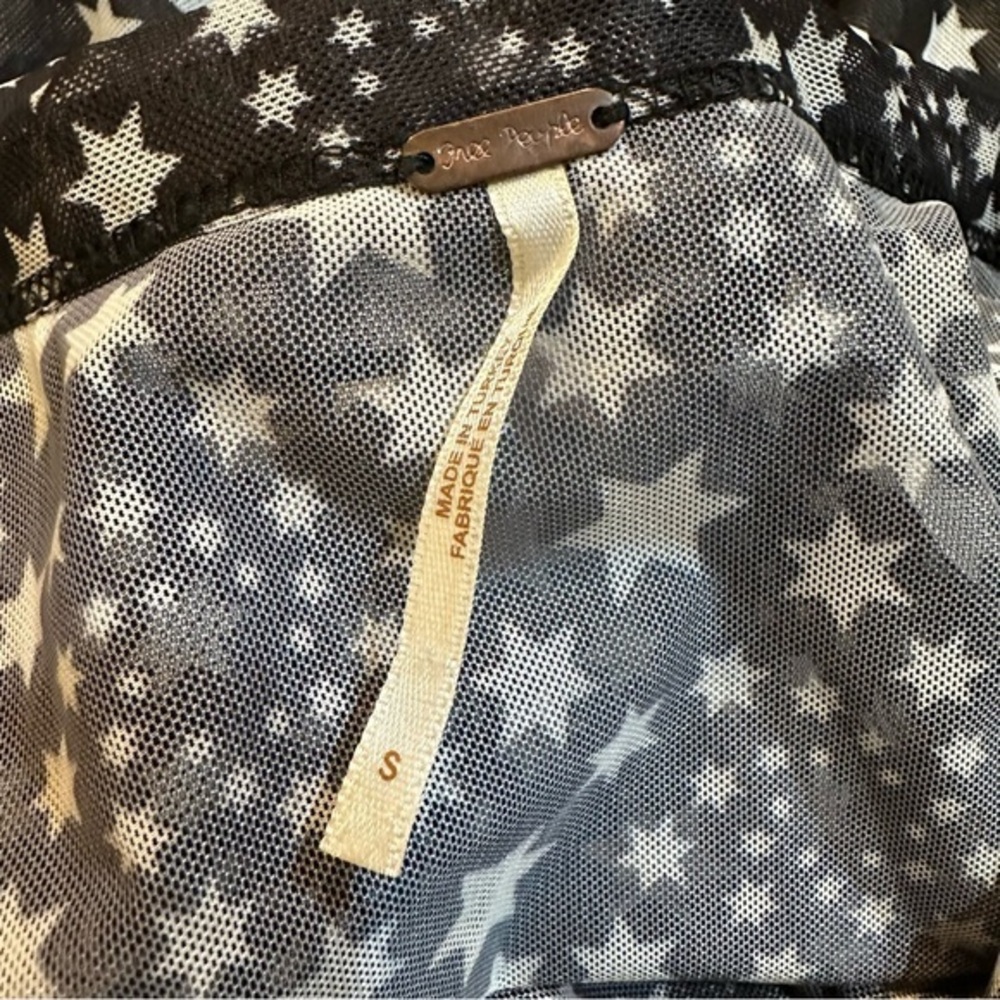 Free People Marne Star Print Sheer Mesh‎ Tie Front Coquette Blouse Top Size S - Picture 10 of 13